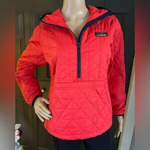 B7-11 - LL Bean Red Quilted Pullover Jacket